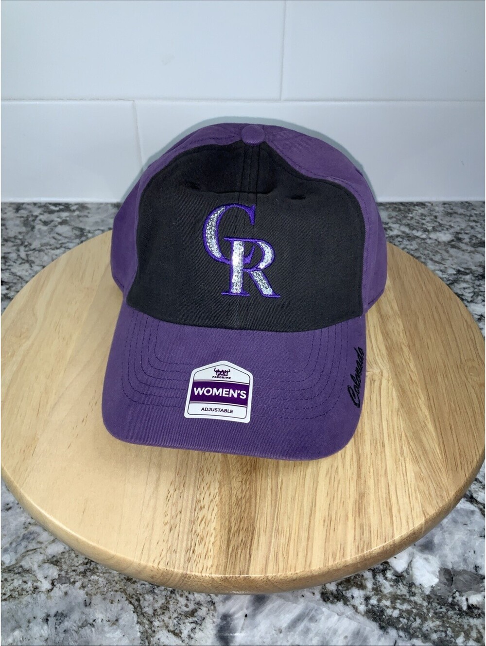 NEW Women’s Fan Favorite Adjustable Colorado Rockies Baseball Hat Purple/Black